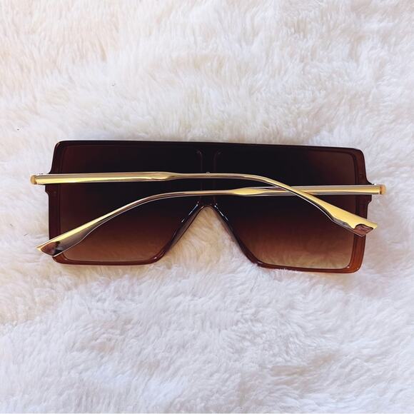 Ariel Brown Rectangle Full Frame Sunglasses - Picture 10 of 11